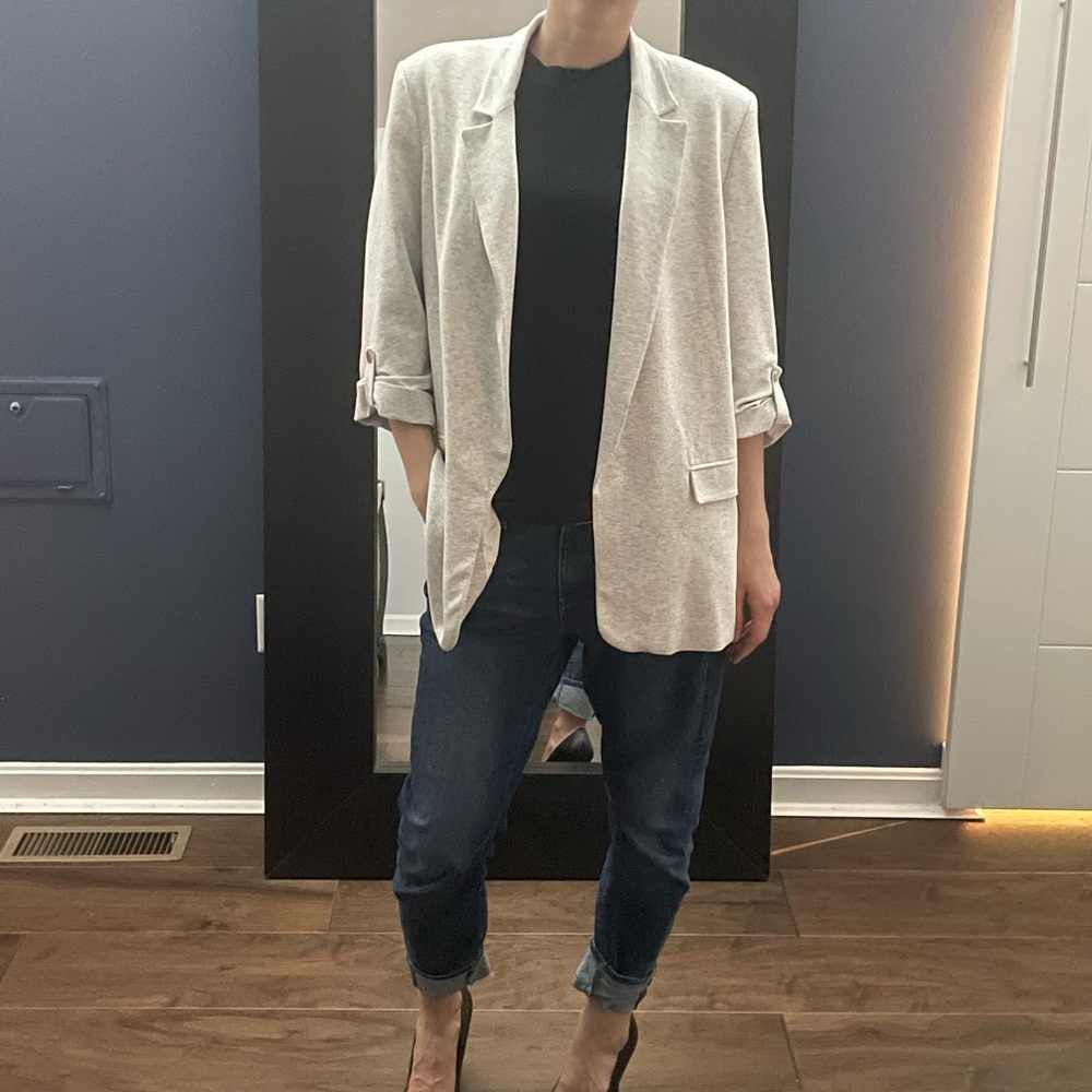 Oversized gray Zara blazer.